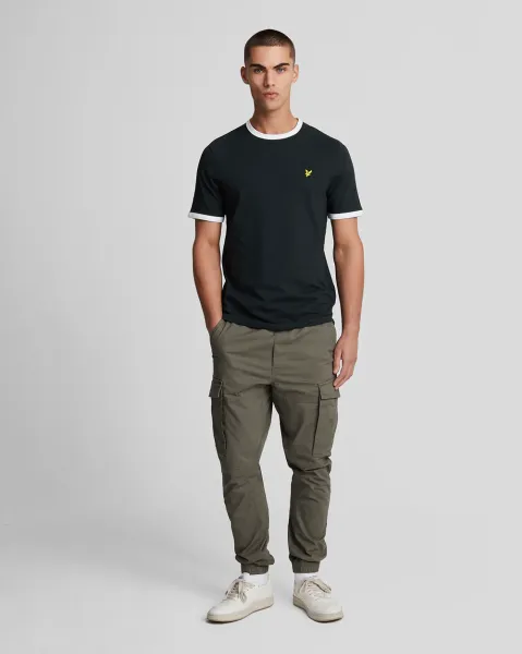 Ringer T-Shirt W189 JET BLACK/ WHITE  
