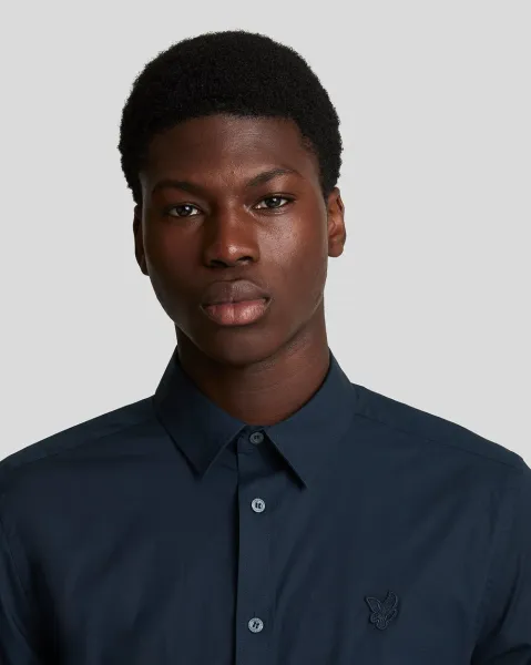 Tonal Eagle Easy Care Poplin Shirt Z271 DARK NAVY  