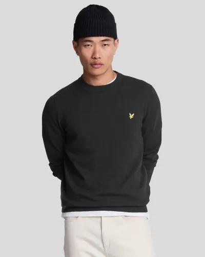 Cotton Merino Crew Neck Jumper Z865 JET BLACK  