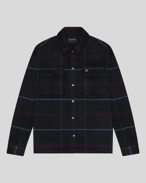 Lyle & Scott Brushed Tartan Overshirt Z865 JET BLACK  