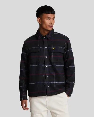 Lyle & Scott Brushed Tartan Overshirt Z865 JET BLACK  
