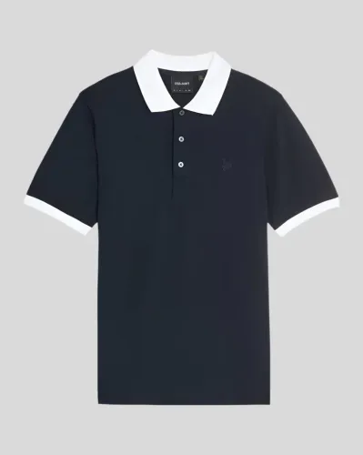 Superfine Ringer Polo Shirt  W403 Dark Navy/ White 