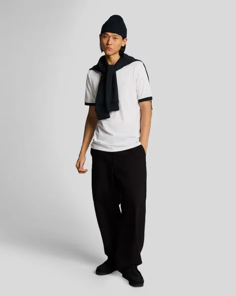 Superfine Ringer Polo Shirt  X187 White/ Dark Navy 