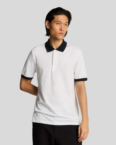 Superfine Ringer Polo Shirt  X187 White/ Dark Navy 