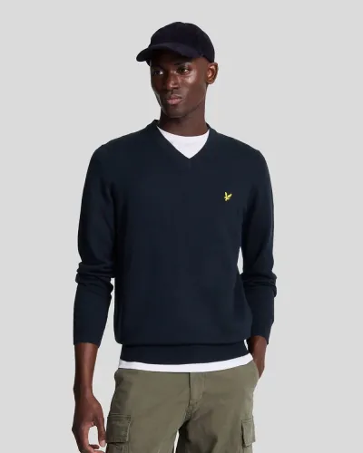 Cotton Merino V Neck Jumper Z271 DARK NAVY  