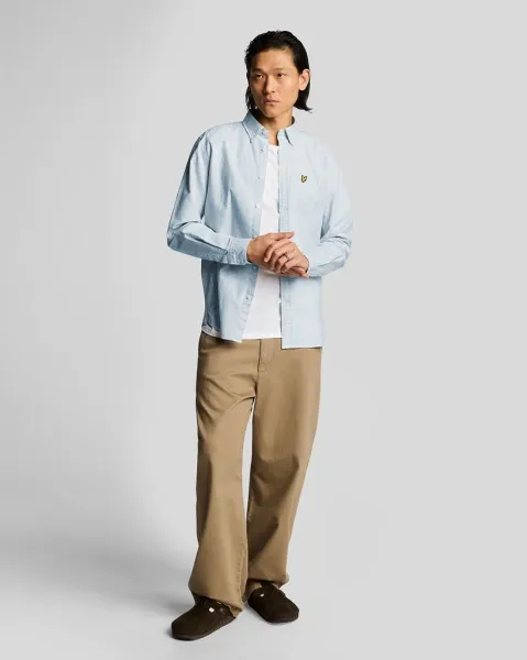 tripe Oxford hirt  W490 Light Blue/ White 