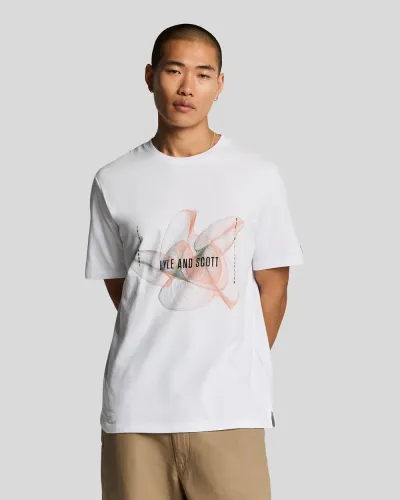 3D Line Graphic T-Shirt  X739 White/ Kinetic Orange 