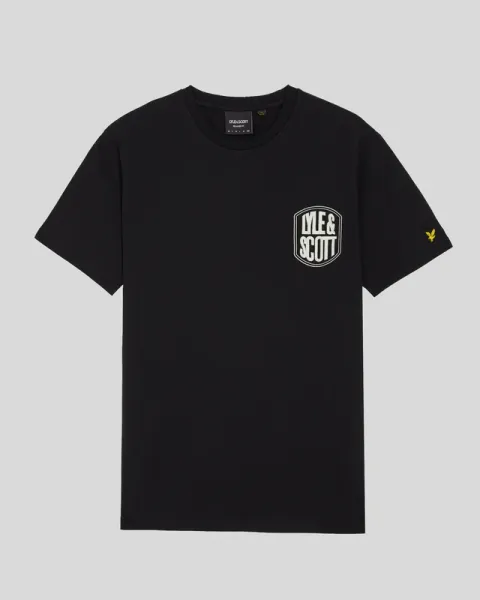 Embroidered Badge Graphic T-shirt  Z865 Jet Black 