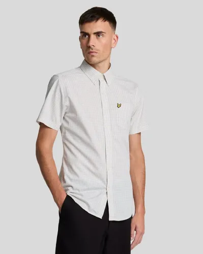 Short sleeve slim Fit Gingham shirt  X334 Cove/ White 