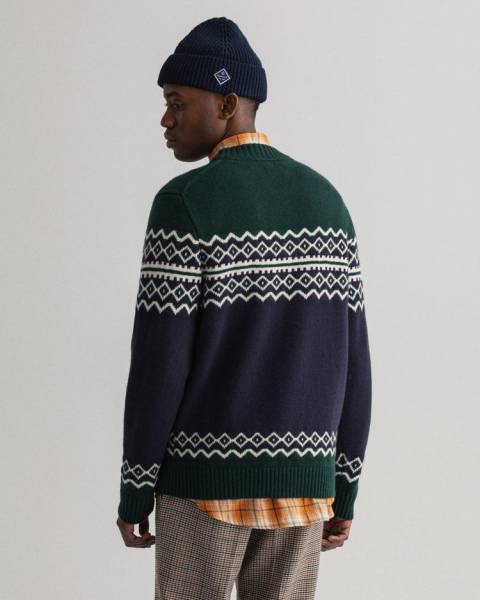 D2. HOLIDAY FAIR ISLE C-NECK.EVENING BLUE.ΠΛΕΚΤΟ